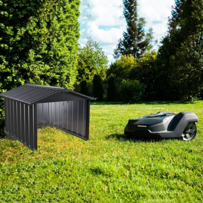 Robotic Lawn Mower Garage with Saddle Roof - Image 1
