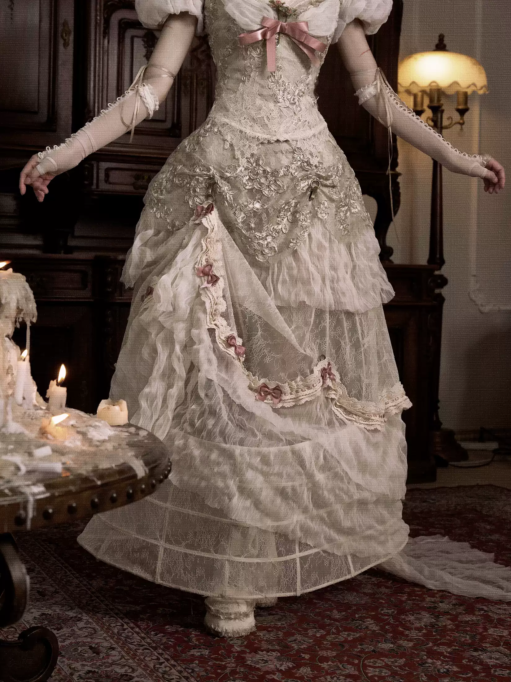 long train skirt Rococo crinoline dress Long train for Christmas - Image 1